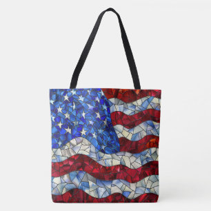 American Flag Stained Glass Tote Bag