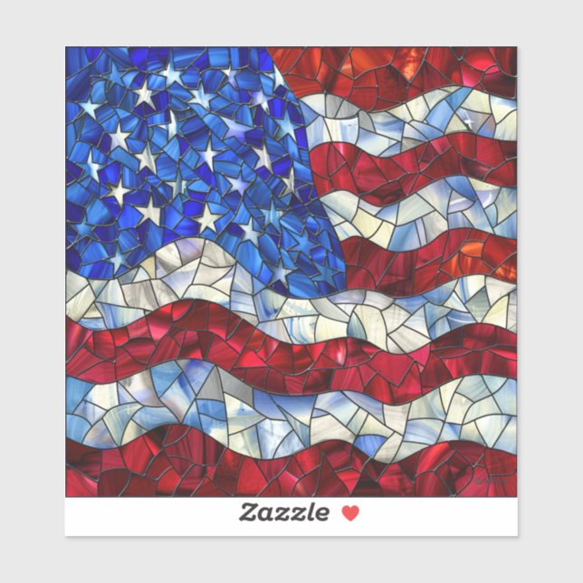 American Flag Stained Glass Vinyl Sticker (Sheet)
