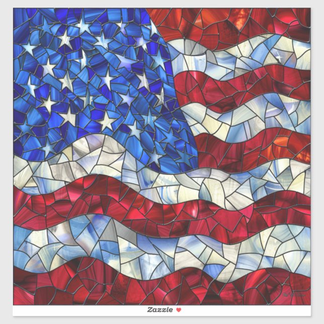 American Flag Stained Glass Vinyl Sticker (Sheet)
