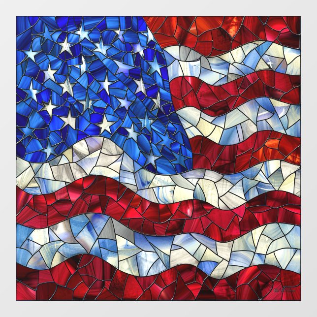 American Flag Stained Glass Window Cling (Sheet)
