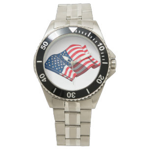 American Flag Stainless Watch