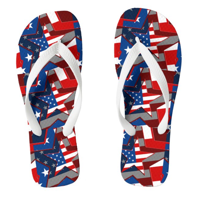 American Flag Star Adult Flip Flops (Footbed)