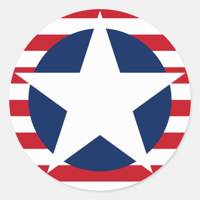 American Flag Star and Stripes Patriotic Classic Round Sticker (Front)