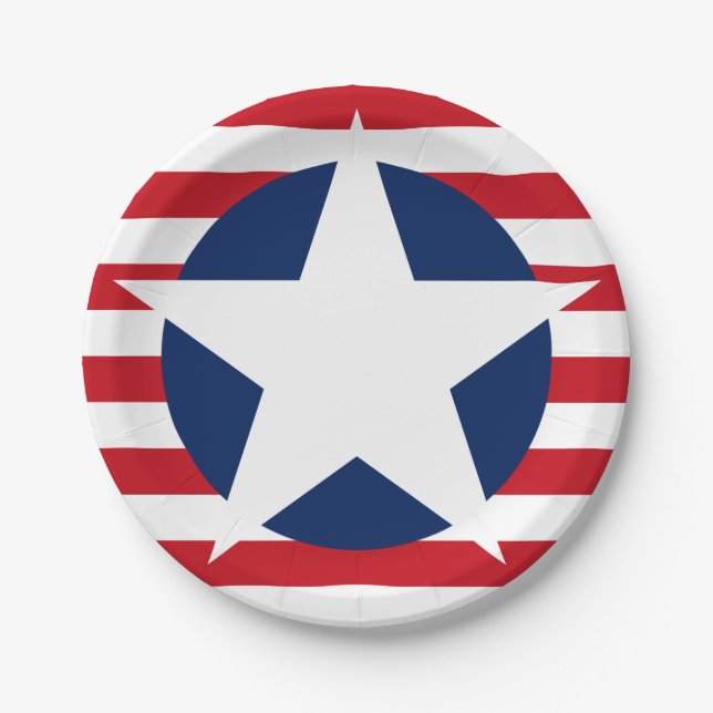 American Flag Star and Stripes Patriotic Paper Plate (Front)