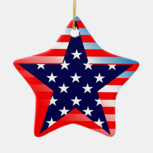 American Flag Star Ceramic Tree Decoration
