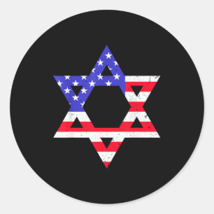 American Flag Star Of David Jewish Hanukkah T Shir Classic Round Sticker