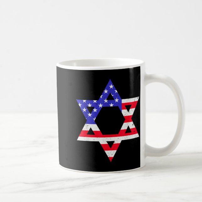 American Flag Star Of David Jewish Hanukkah T Shir Coffee Mug (Right)
