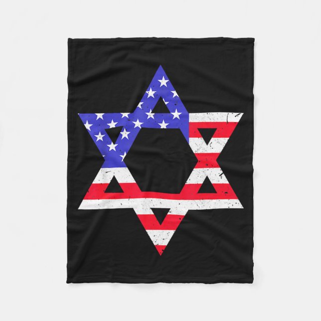 American Flag Star Of David Jewish Hanukkah T Shir Fleece Blanket (Front)