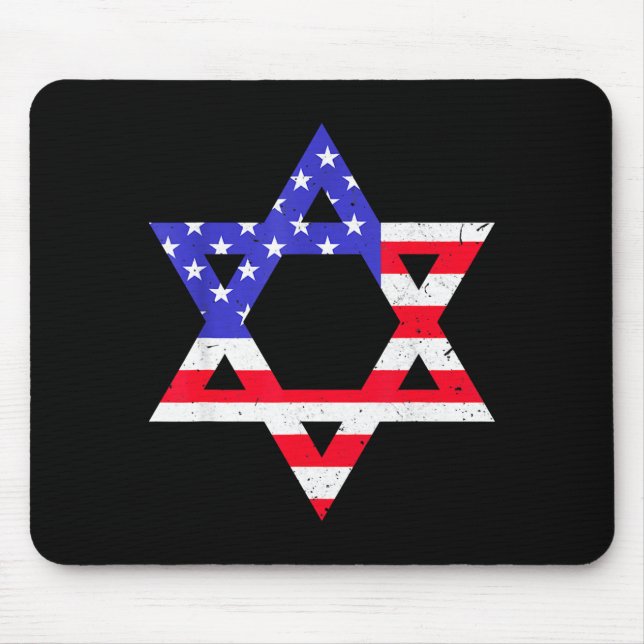 American Flag Star Of David Jewish Hanukkah T Shir Mouse Mat (Front)