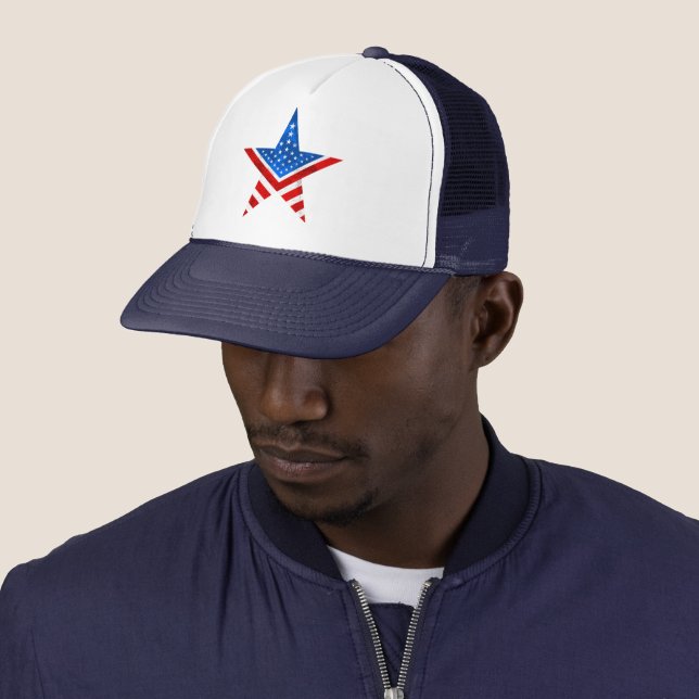 American flag star shape trucker hat (In Situ)