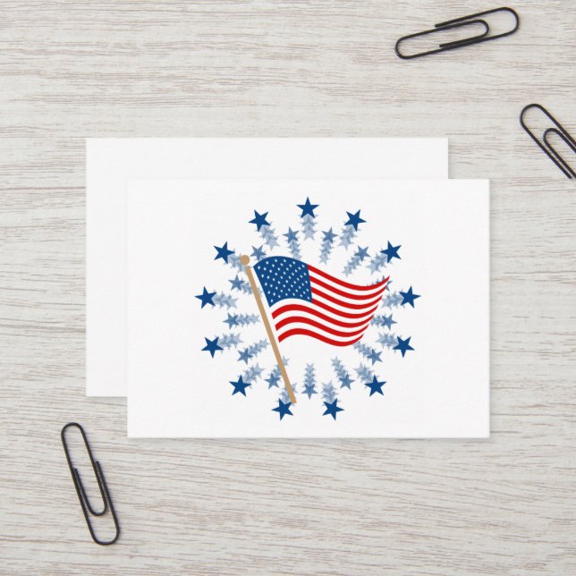 American Flag Starburst Fireworks 4th of July Business Card (Front/Back In Situ)