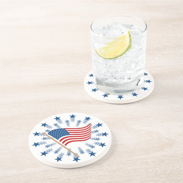 American Flag Starburst Fireworks 4th of July Coaster (Side)