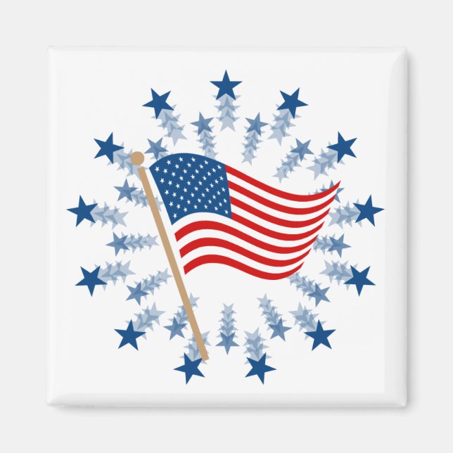 American Flag Starburst Fireworks 4th of July Magnet (Front)