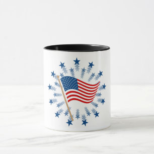 American Flag Starburst Fireworks 4th of July Mug
