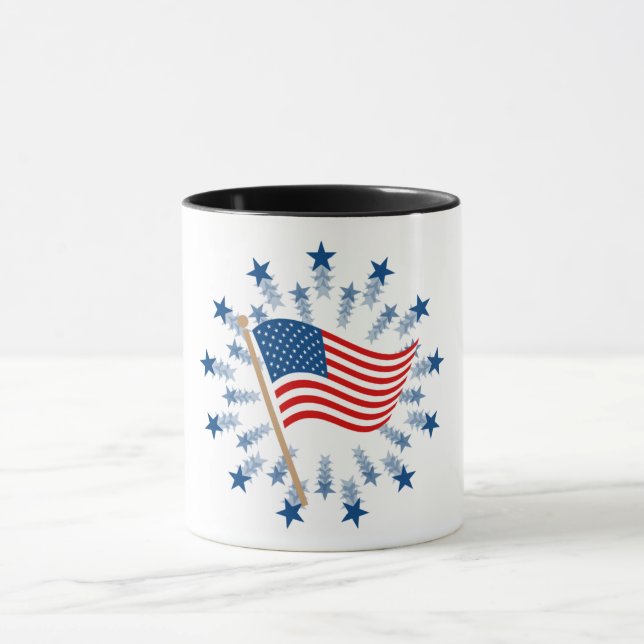 American Flag Starburst Fireworks 4th of July Mug (Center)