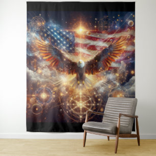 American Flag - Stars and Stripes - Bald Eagle Tapestry
