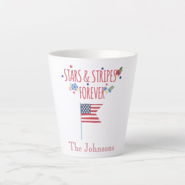 American Flag Stars and Stripes Latte Mug (Front)