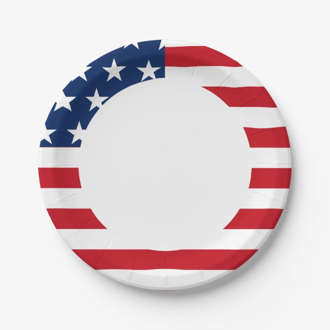 American Flag Stars and Stripes Patriotic Paper Plate (Front)