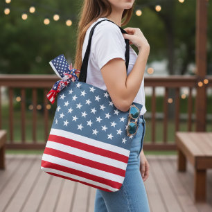 American Flag Stars and Stripes Patriotic Tote Bag