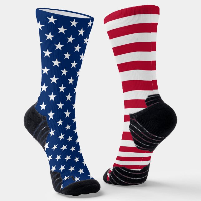 American Flag Stars and Stripes Patriotic USA Flag Socks (Angled)