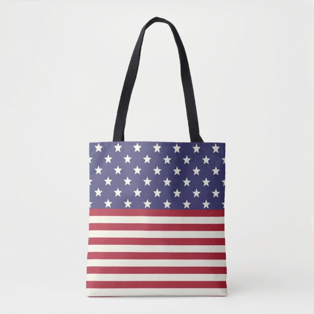 American Flag Stars and Stripes Patriotic USA Tote Bag (Front)