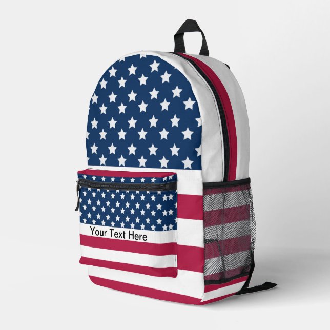 American Flag Stars And Stripes Printed Backpack (Back Corner Right)