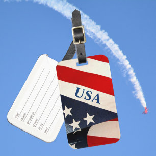 American Flag Stars and Stripes Red White and Blue Luggage Tag