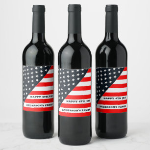 American Flag Stars And Stripes Wine Label