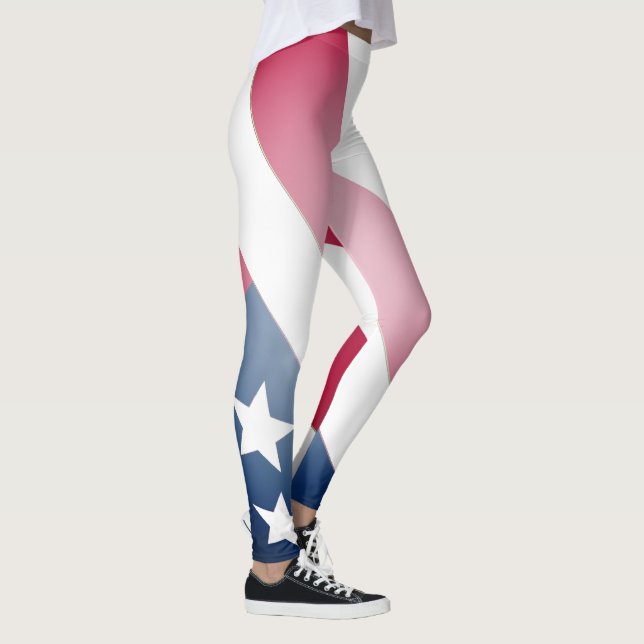 American Flag Stars on Blue, Red and White Stripes Leggings (Right)