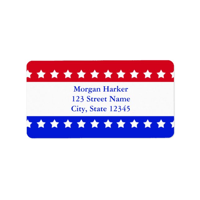 American Flag Stars Red White Blue Custom Text Label (Front)