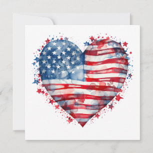 American Flag Stars Stripes Heart Patriotic USA  Card