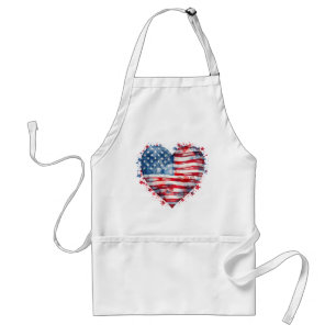 American Flag Stars Stripes Heart Patriotic USA Standard Apron