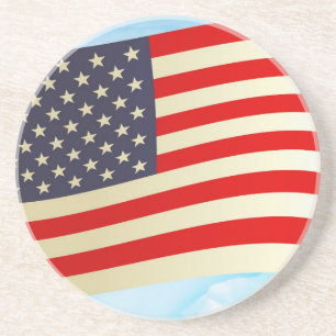 American Flag Stars Stripes Honour Freedom Troops Coaster