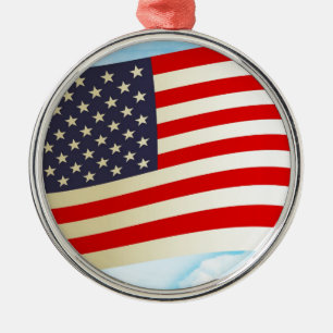 American Flag Stars Stripes Honour Freedom Troops Metal Tree Decoration