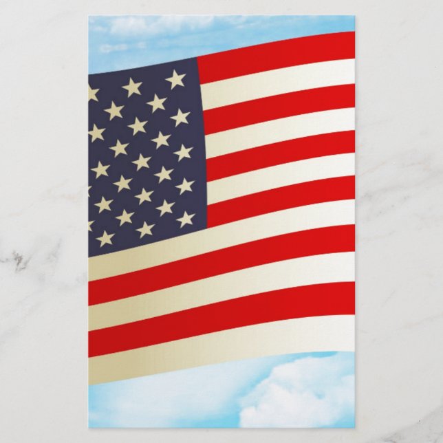 American Flag Stars Stripes Honour Freedom Troops Stationery (Front)