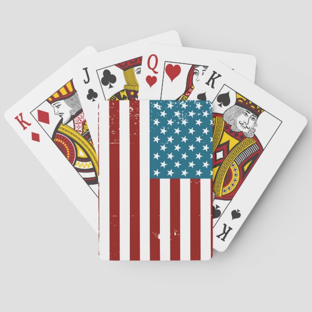 American Flag stars stripes red white blue Playing Cards (Back)