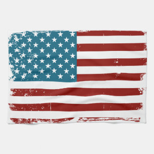 American Flag stars stripes red white blue Tea Towel