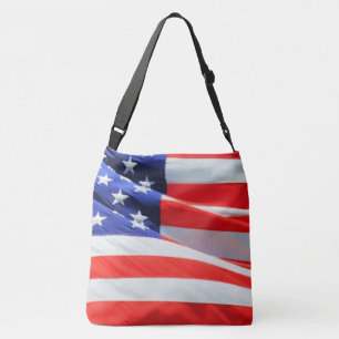 American Flag Stars Stripes USA Red White Blue Crossbody Bag