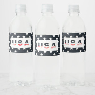 American Flag Stars Water Bottle Label