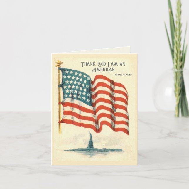 American Flag Statue of Liberty Blank Card (Front)