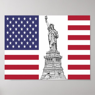 American Flag Statue of Liberty Poster