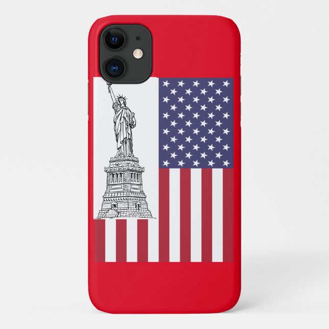 American Flag Staute of Liberty Case-Mate iPhone Case (Back)