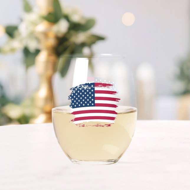 American flag stemless wine glass (Insitu (Wedding))