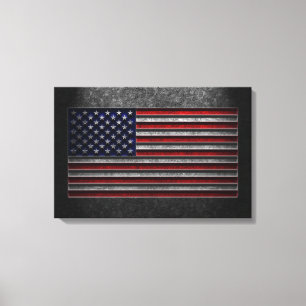 American Flag Stone Texture Canvas Print