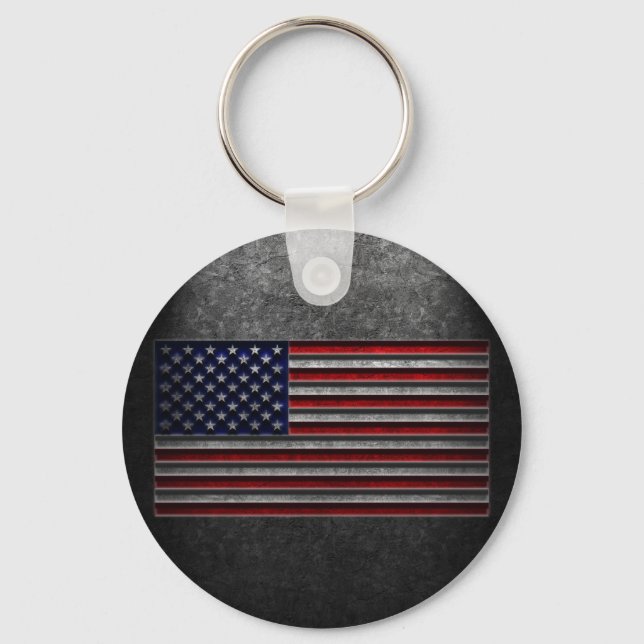 American Flag Stone Texture Key Ring (Front)