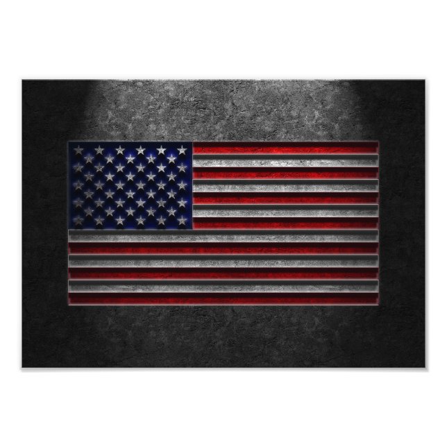 American Flag Stone Texture Photo Print (Front)