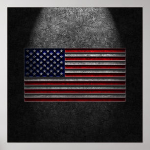 American Flag Stone Texture Poster