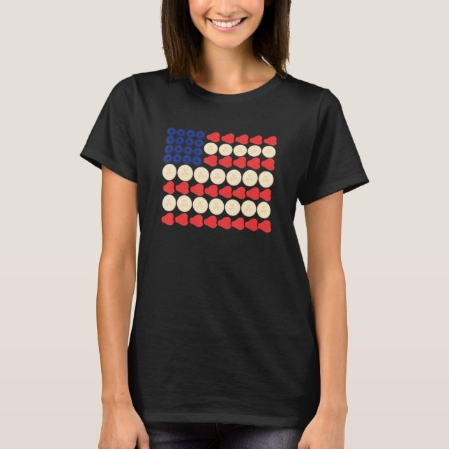 American Flag Strawberry Blueberry Banana 4th Of J T-Shirt (Front)