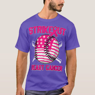 American Flag Strikeout Breast Cancer Baseball T-Shirt