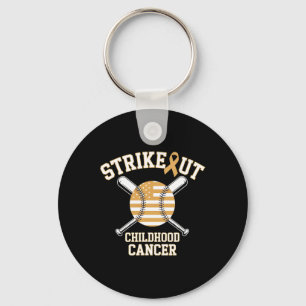 American Flag Strikeout Childhood Cancer Bysebyll Key Ring